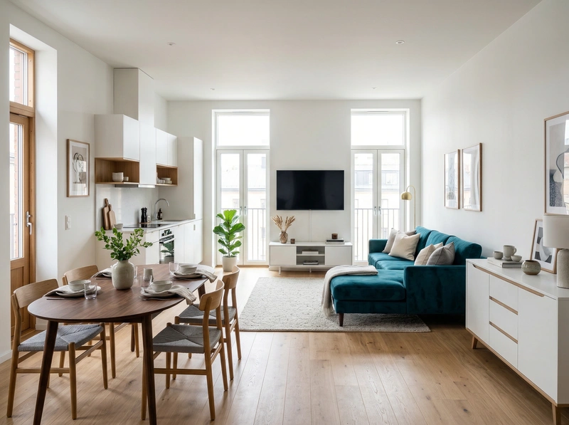 Дизайн интерьера в стиле Сканди — Гостиная от нейросети RoomGPT