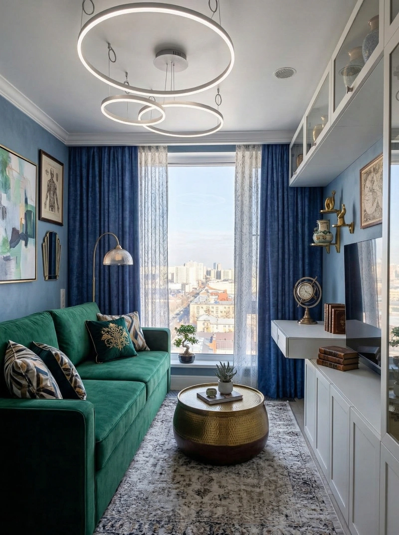 Дизайн гостиной в стиле Эклектика — фото интерьера от нейросети RoomGPT