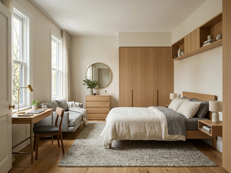 Дизайн спальни в стиле Минимализм — фото интерьера от нейросети RoomGPT