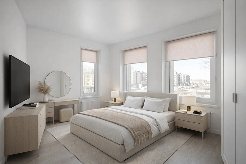 Дизайн спальни в стиле Минимализм — фото интерьера от нейросети RoomGPT