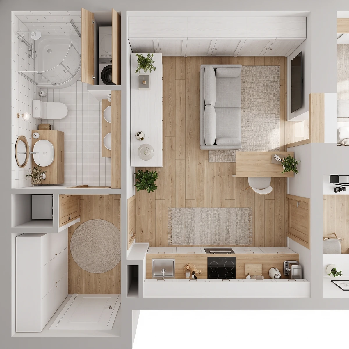 Дизайн гостиной в стиле Сканди — фото интерьера от нейросети RoomGPT