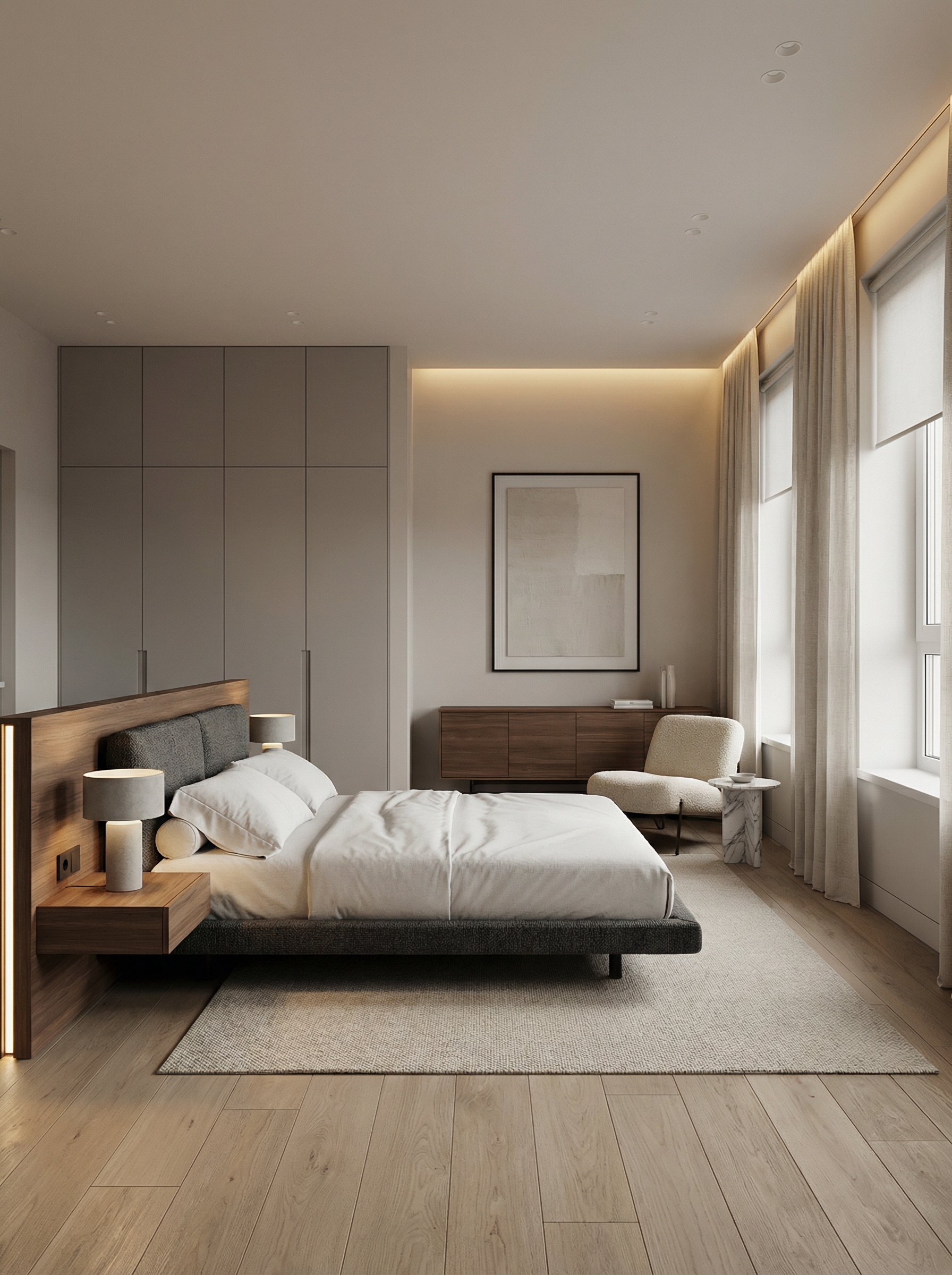 Дизайн спальни в стиле Минимализм — фото интерьера от нейросети RoomGPT