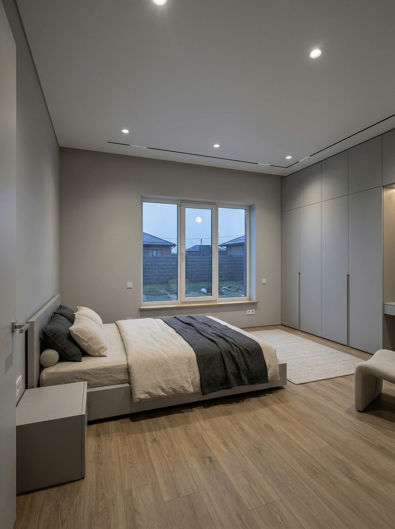 Дизайн спальни в стиле Минимализм — фото интерьера от нейросети RoomGPT