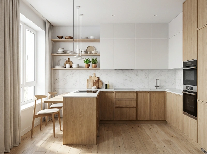 Дизайн интерьера в стиле Сканди — Кухня от нейросети RoomGPT