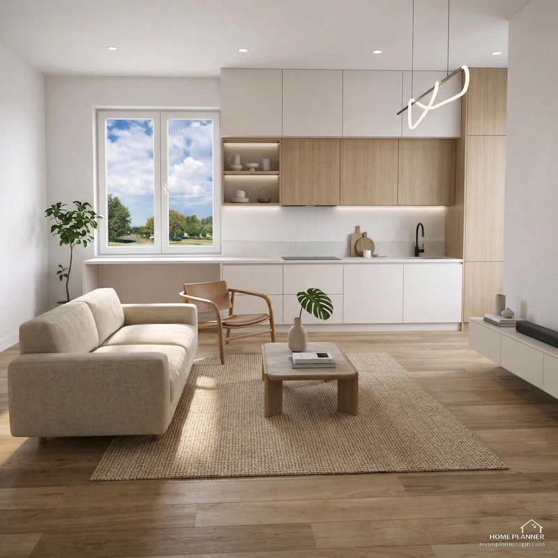 Дизайн интерьера в стиле Минимализм — Гостиная от нейросети RoomGPT