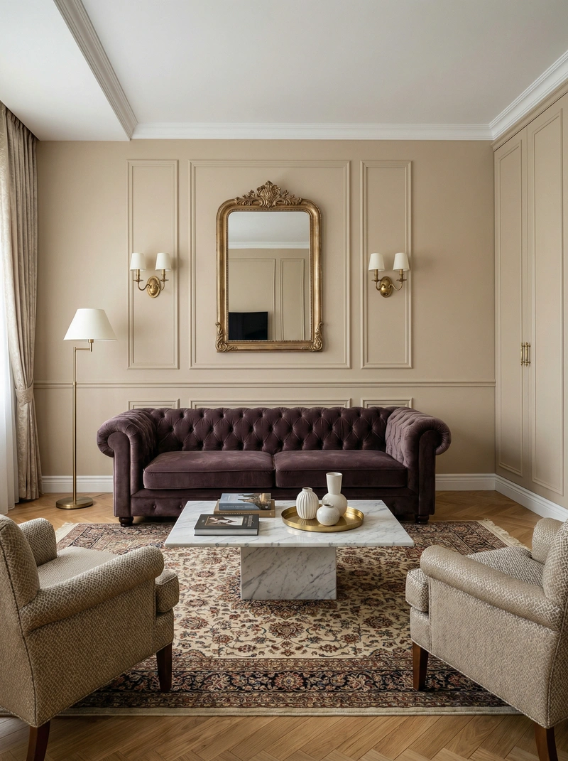 Дизайн интерьера в стиле Классика — Гостиная от нейросети RoomGPT