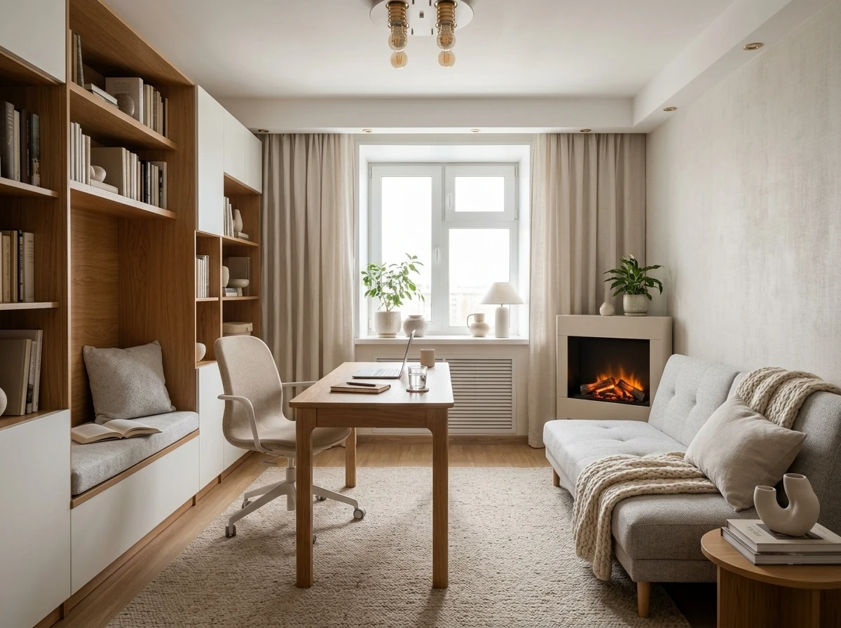 Дизайн кабинета в стиле Хюгге — фото интерьера от нейросети RoomGPT
