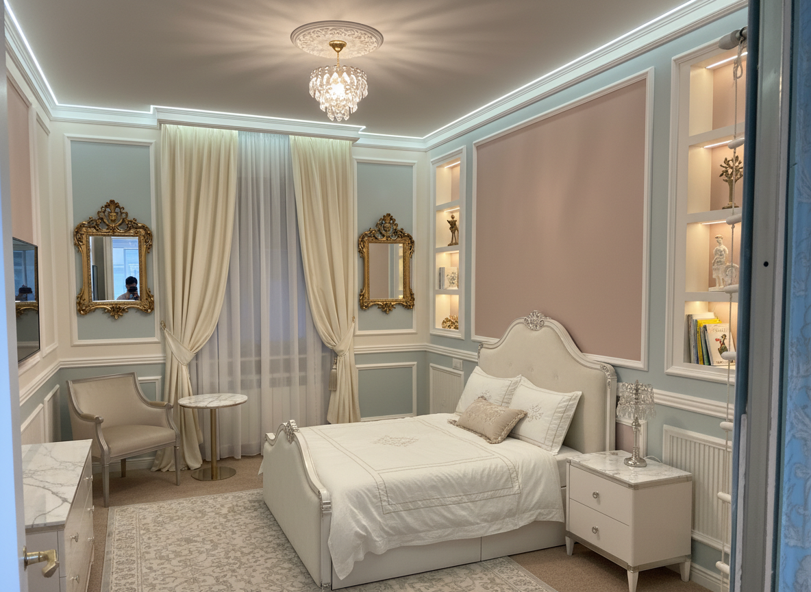 Дизайн детской в стиле Классика — фото интерьера от нейросети RoomGPT