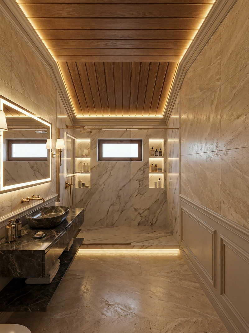 Дизайн интерьера в стиле Классика — Ванная от нейросети RoomGPT