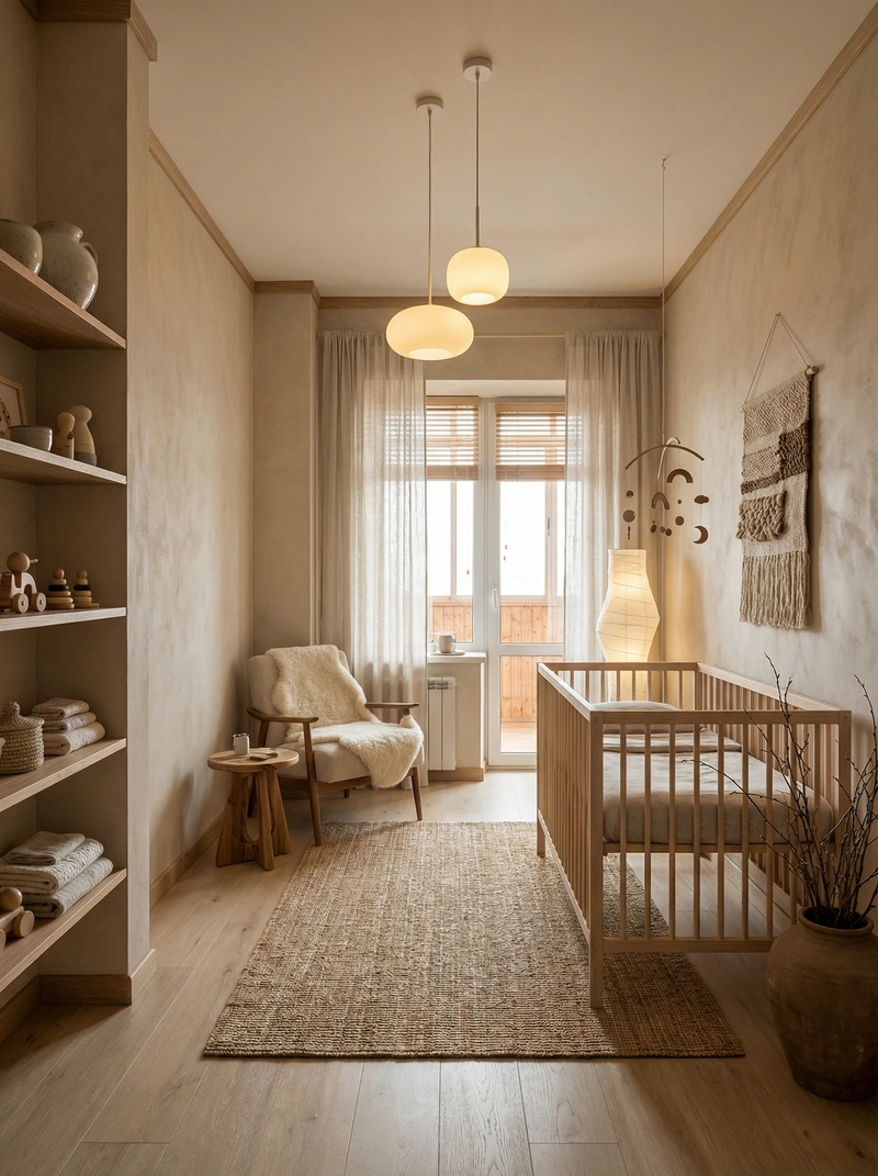 Дизайн детской в стиле Japandi — фото интерьера от нейросети RoomGPT