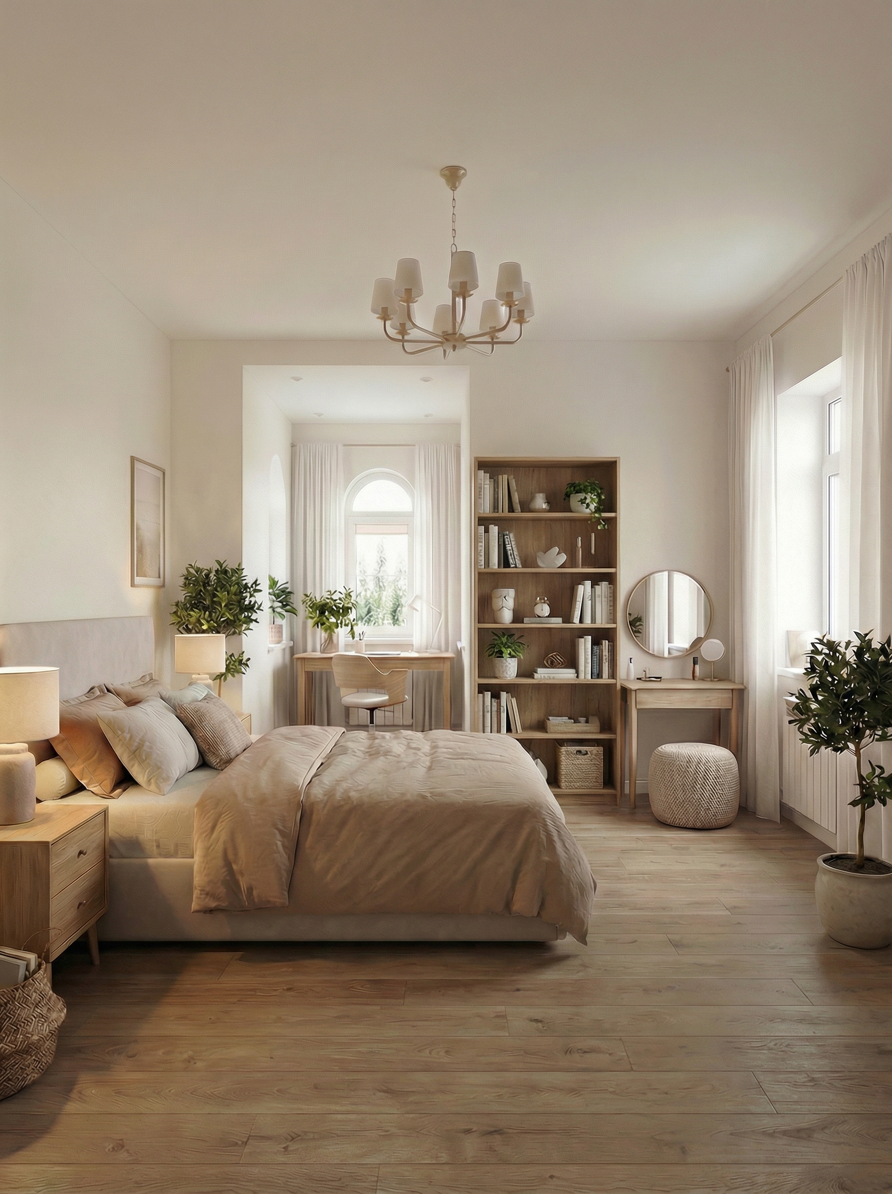 Дизайн спальни в стиле Хюгге — фото интерьера от нейросети RoomGPT