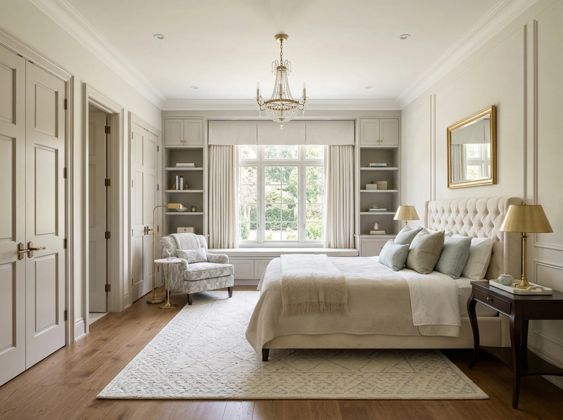 Дизайн спальни в стиле Классика — фото интерьера от нейросети RoomGPT