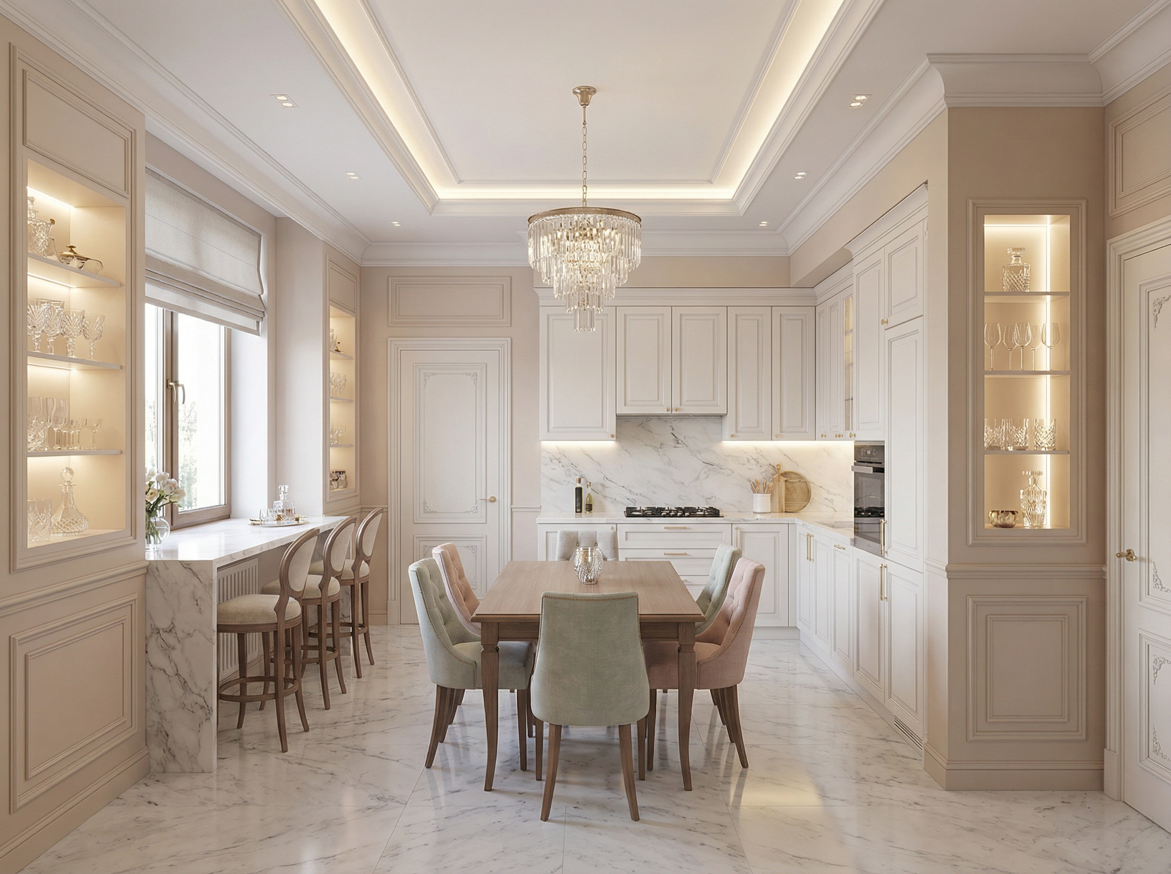 Дизайн кухни в стиле Классика — фото интерьера от нейросети RoomGPT