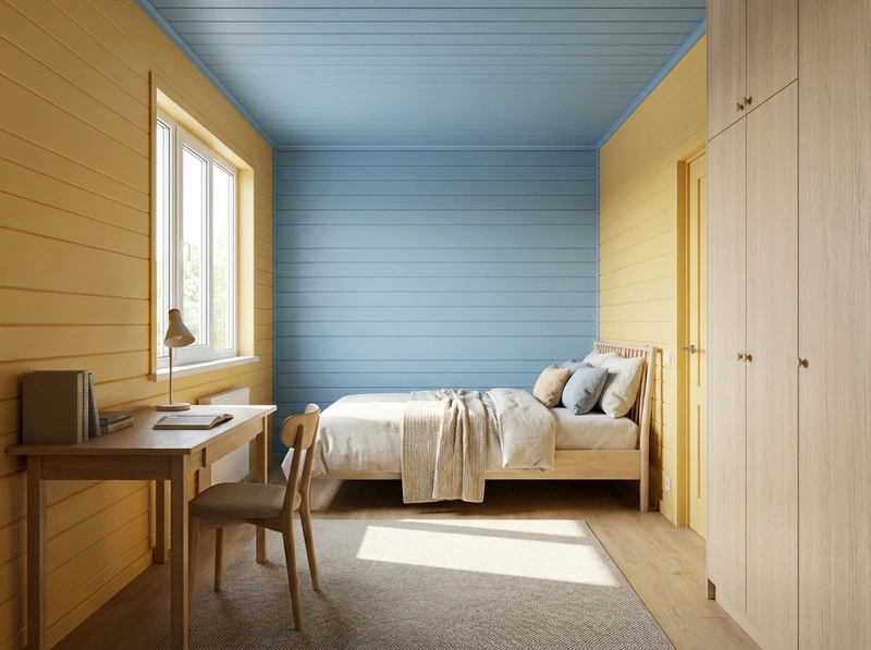 Дизайн спальни в стиле Сканди — фото интерьера от нейросети RoomGPT