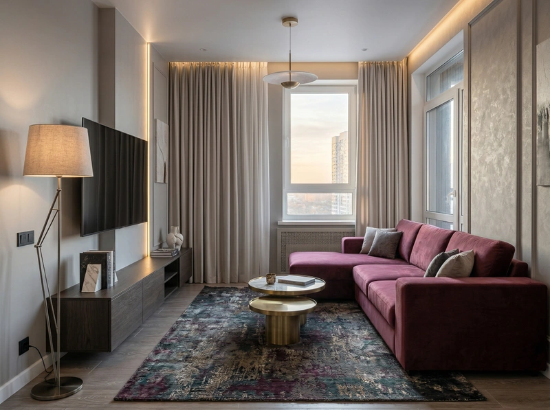 Дизайн гостиной в стиле Контемпорари — фото интерьера от нейросети RoomGPT