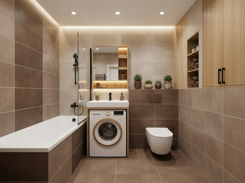 Дизайн интерьера в стиле Сканди — Ванная от нейросети RoomGPT