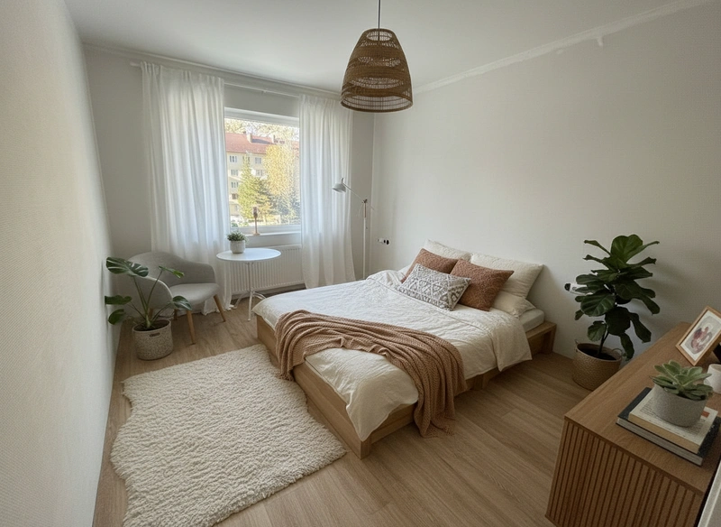 Дизайн интерьера в стиле Хюгге — Спальня от нейросети RoomGPT