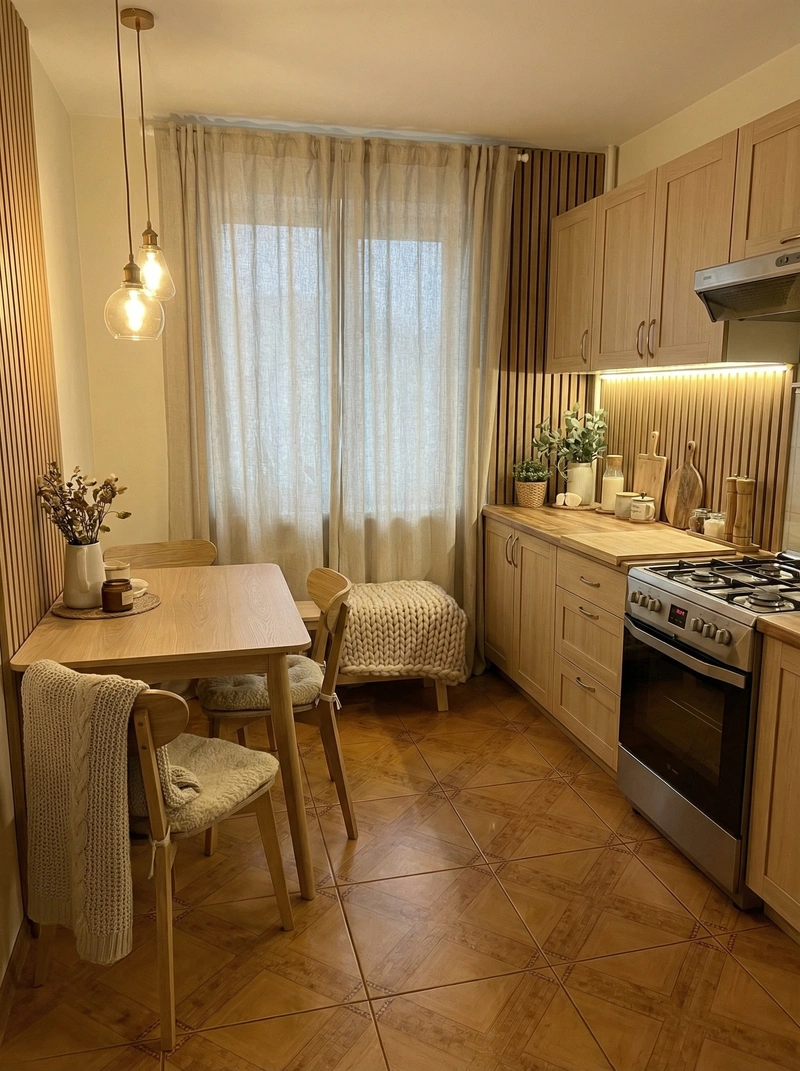 Дизайн интерьера в стиле Хюгге — Кухня от нейросети RoomGPT