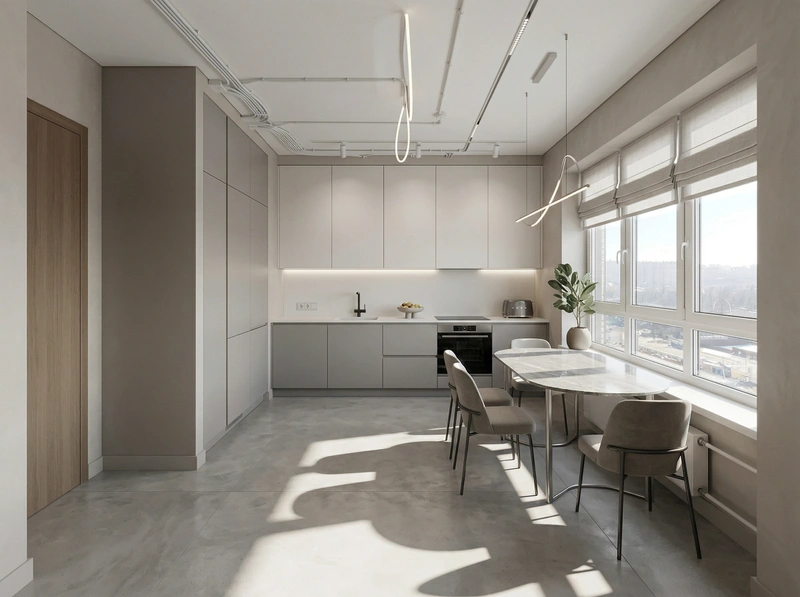 Дизайн кухни в стиле Контемпорари — фото интерьера от нейросети RoomGPT