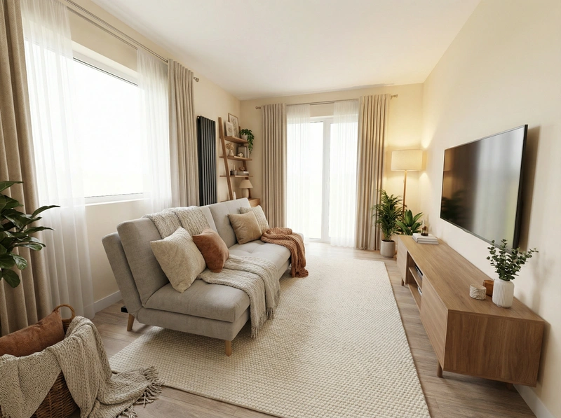 Дизайн интерьера в стиле Хюгге — Гостиная от нейросети RoomGPT