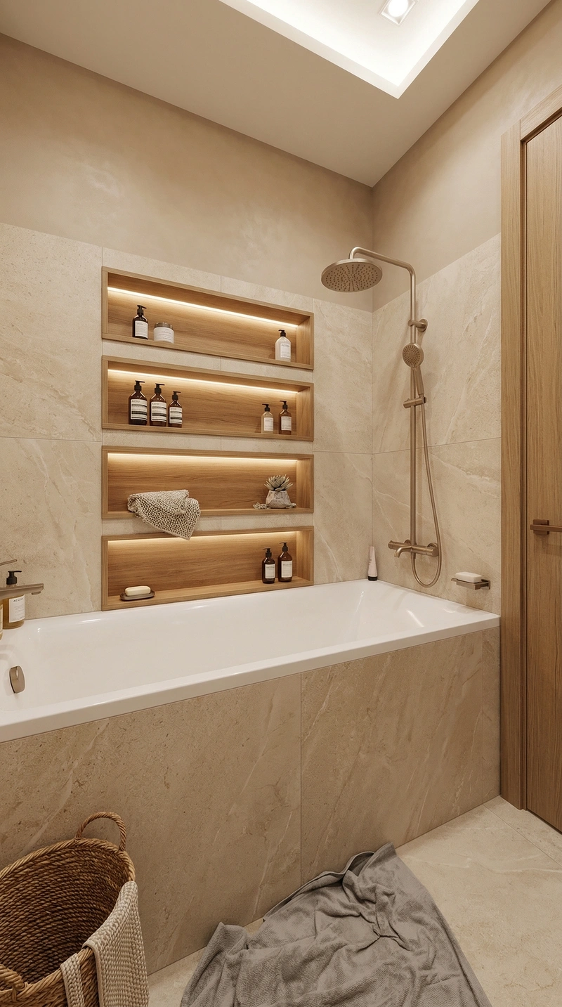 Дизайн ванной в стиле Контемпорари — фото интерьера от нейросети RoomGPT