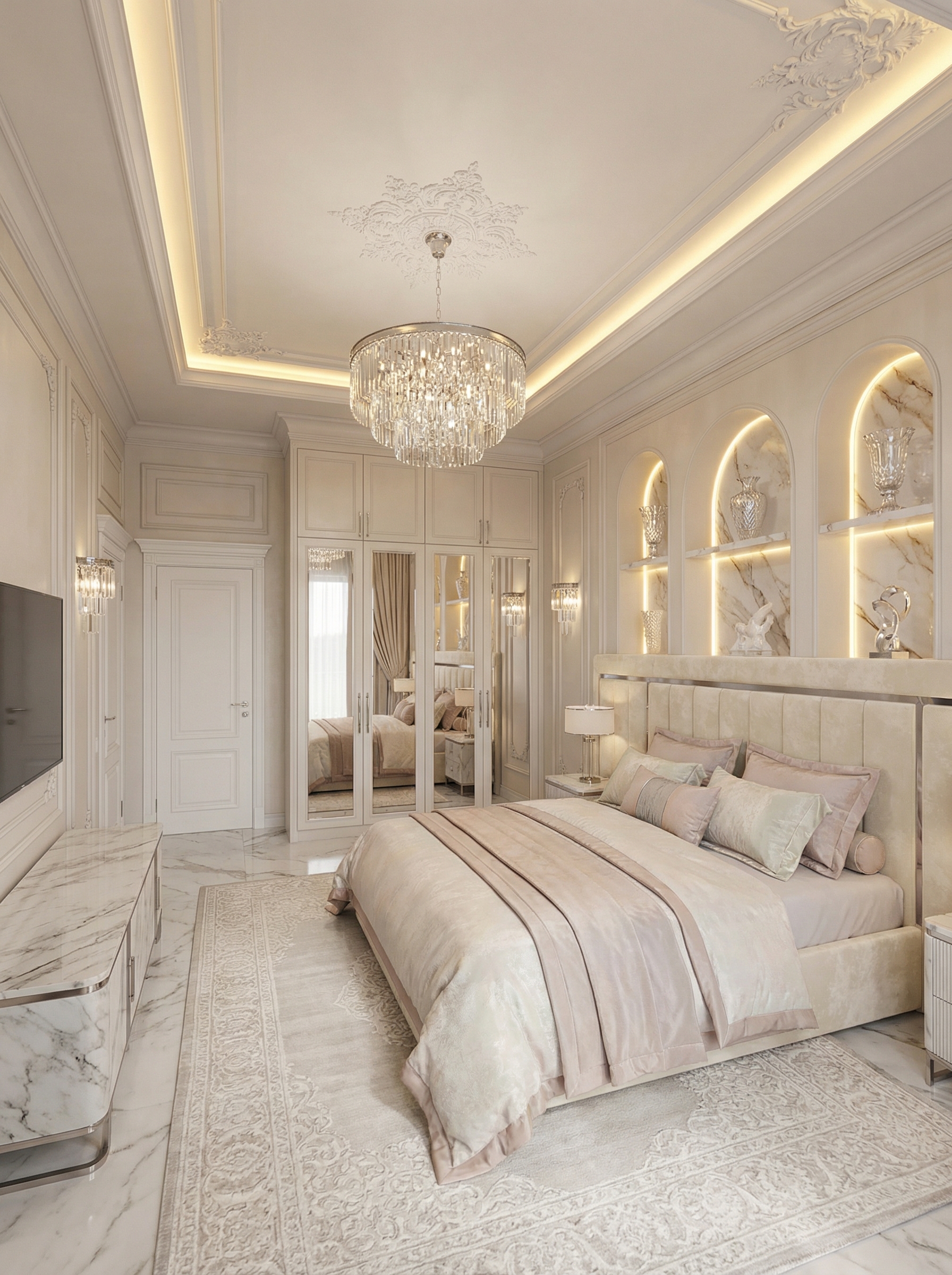 Дизайн спальни в стиле Классика — фото интерьера от нейросети RoomGPT