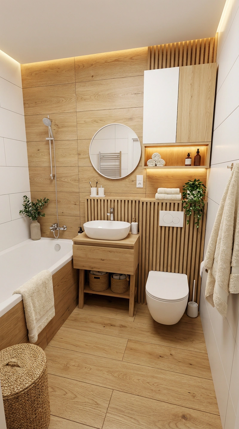 Дизайн интерьера в стиле Хюгге — Ванная от нейросети RoomGPT