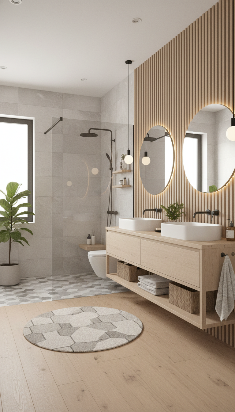 Дизайн ванной в стиле Хюгге — фото интерьера от нейросети RoomGPT