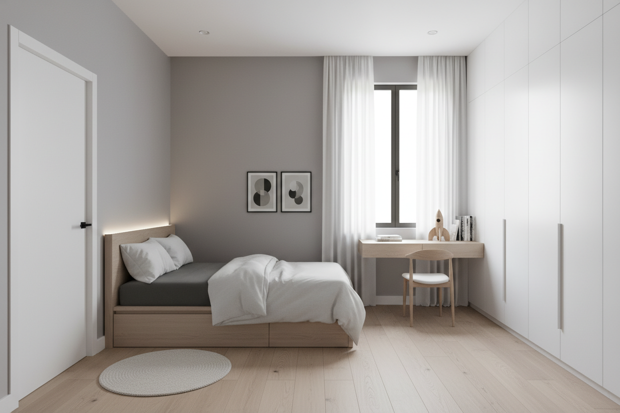 Дизайн детской в стиле Минимализм — фото интерьера от нейросети RoomGPT