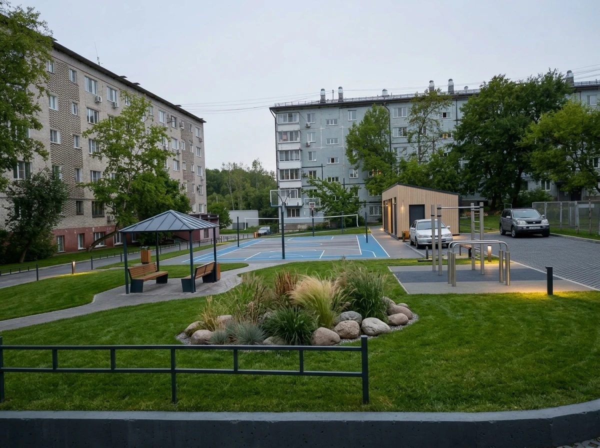 Ландшафтный дизайн в стиле Минимализм — Участок от нейросети RoomGPT