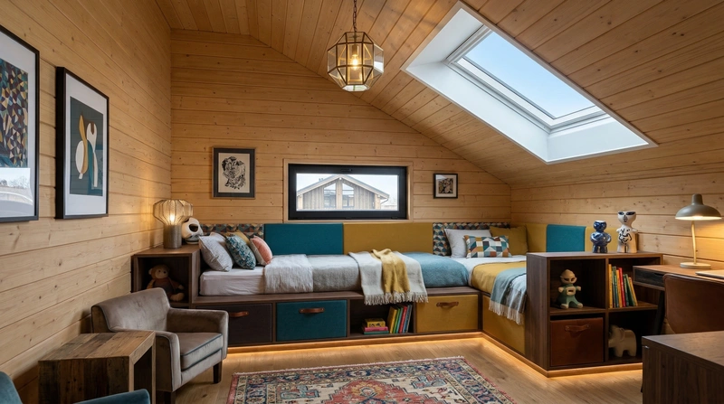 Дизайн детской в стиле Эклектика — фото интерьера от нейросети RoomGPT