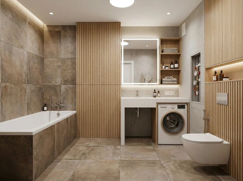 Дизайн интерьера в стиле Сканди — Ванная от нейросети RoomGPT