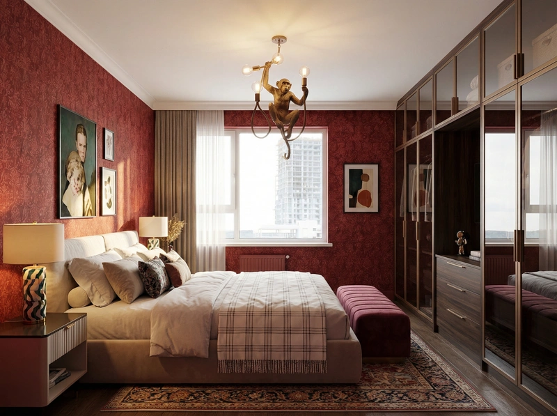 Дизайн интерьера в стиле Эклектика — Спальня от нейросети RoomGPT