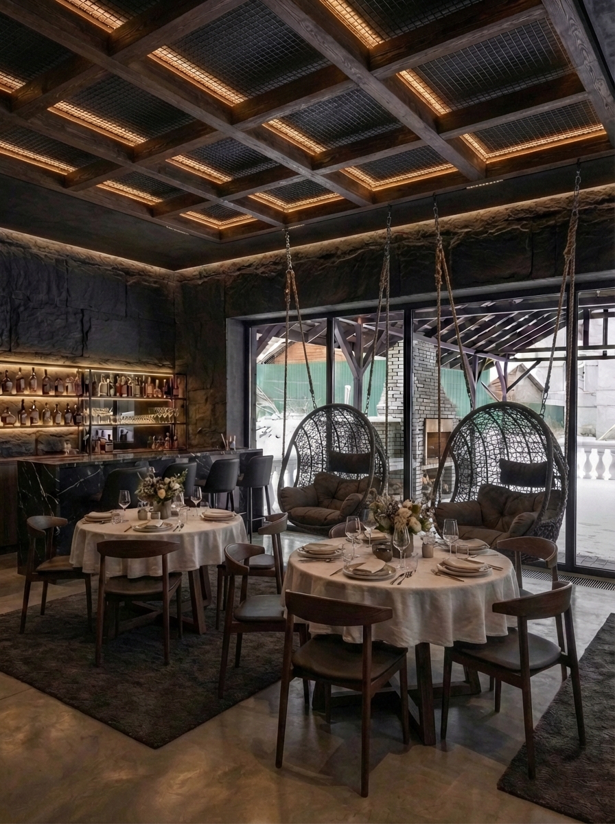 Дизайн гостиной в стиле Блэктэк — фото интерьера от нейросети RoomGPT