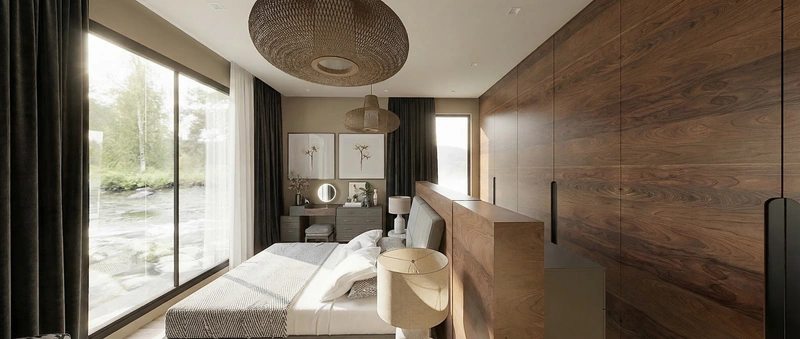 Дизайн спальни в стиле Контемпорари — фото интерьера от нейросети RoomGPT