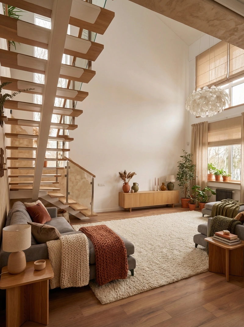 Дизайн интерьера в стиле Хюгге — Гостиная от нейросети RoomGPT