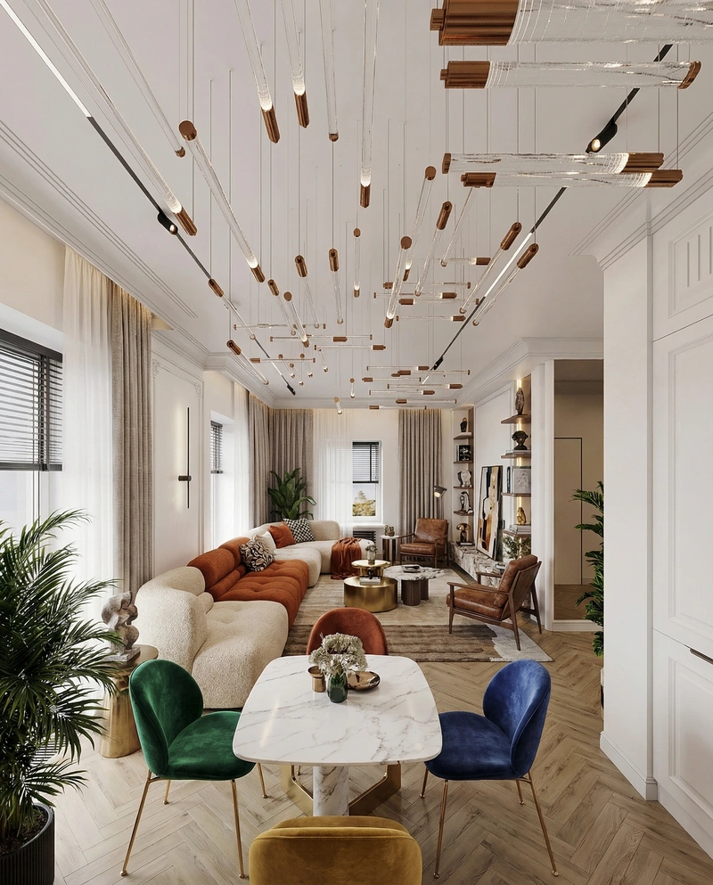 Дизайн интерьера в стиле Эклектика — Гостиная от нейросети RoomGPT