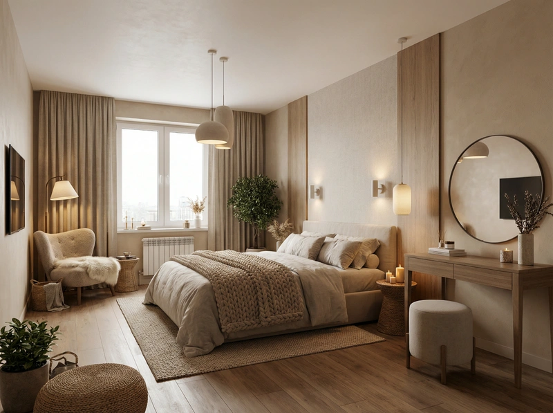 Дизайн интерьера в стиле Хюгге — Спальня от нейросети RoomGPT