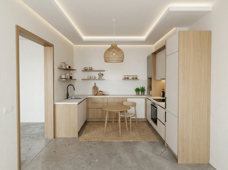 Дизайн интерьера в стиле Сканди — Кухня от нейросети RoomGPT