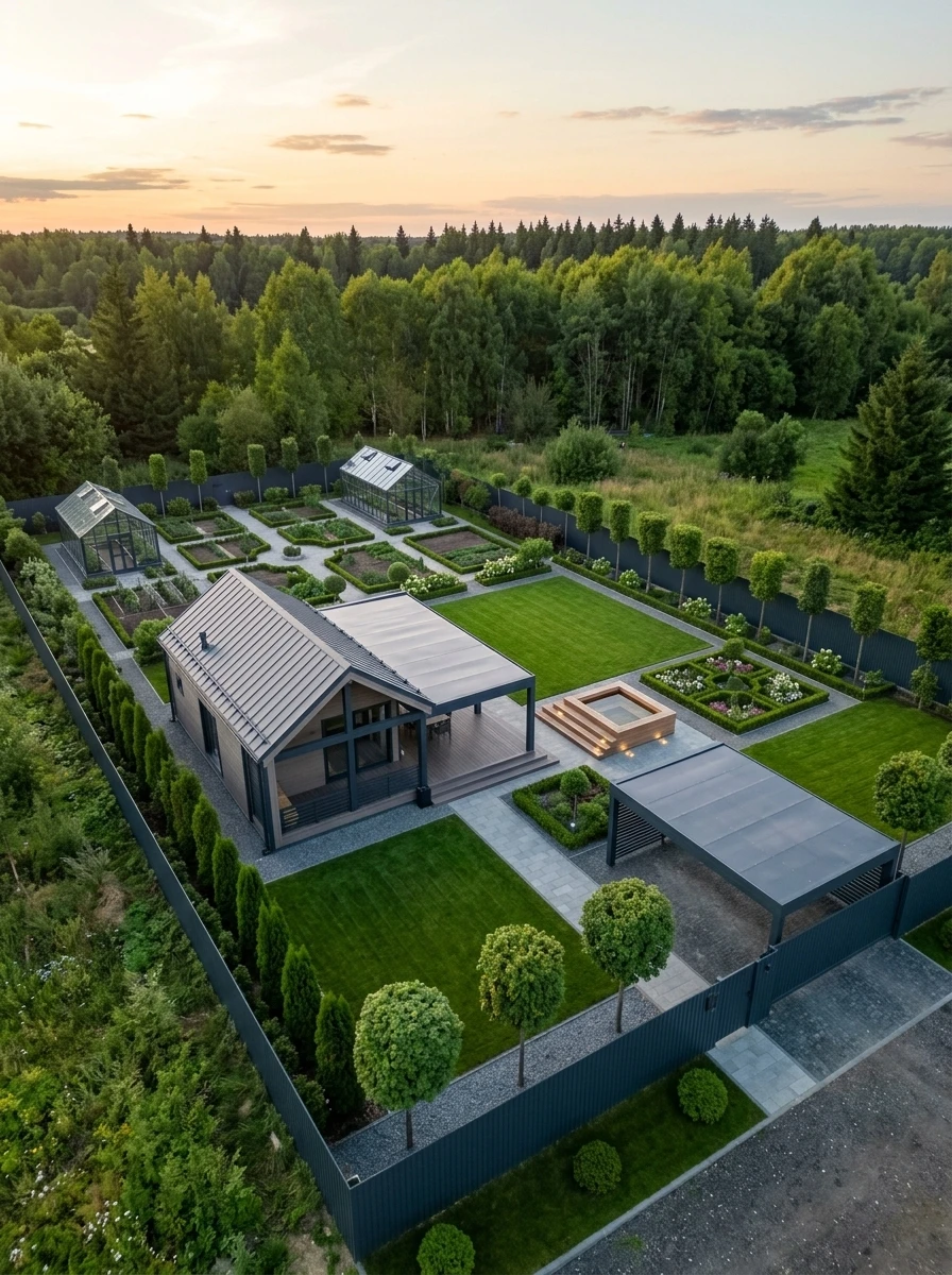 Дизайн участка в стиле Классика — фото участка от нейросети RoomGPT