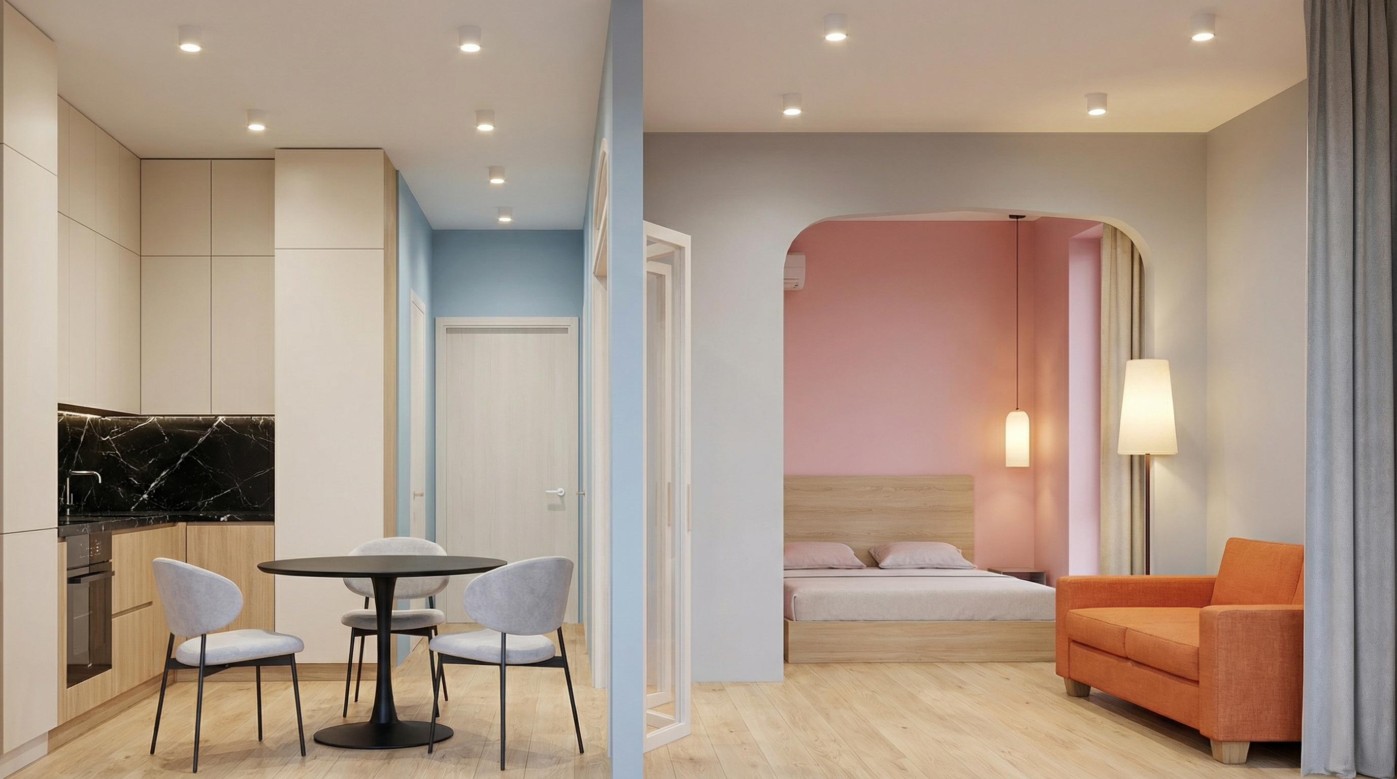 Дизайн гостиной в стиле Сканди — фото интерьера от нейросети RoomGPT