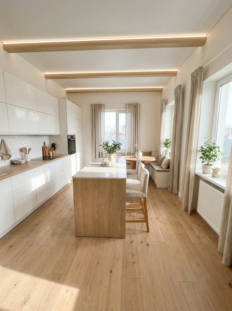 Дизайн кухни в стиле Сканди — фото интерьера от нейросети RoomGPT