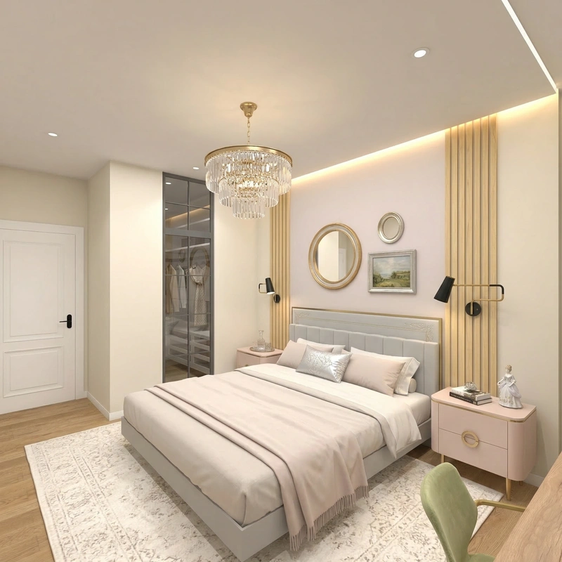 Дизайн спальни в стиле Неоклассика — фото интерьера от нейросети RoomGPT