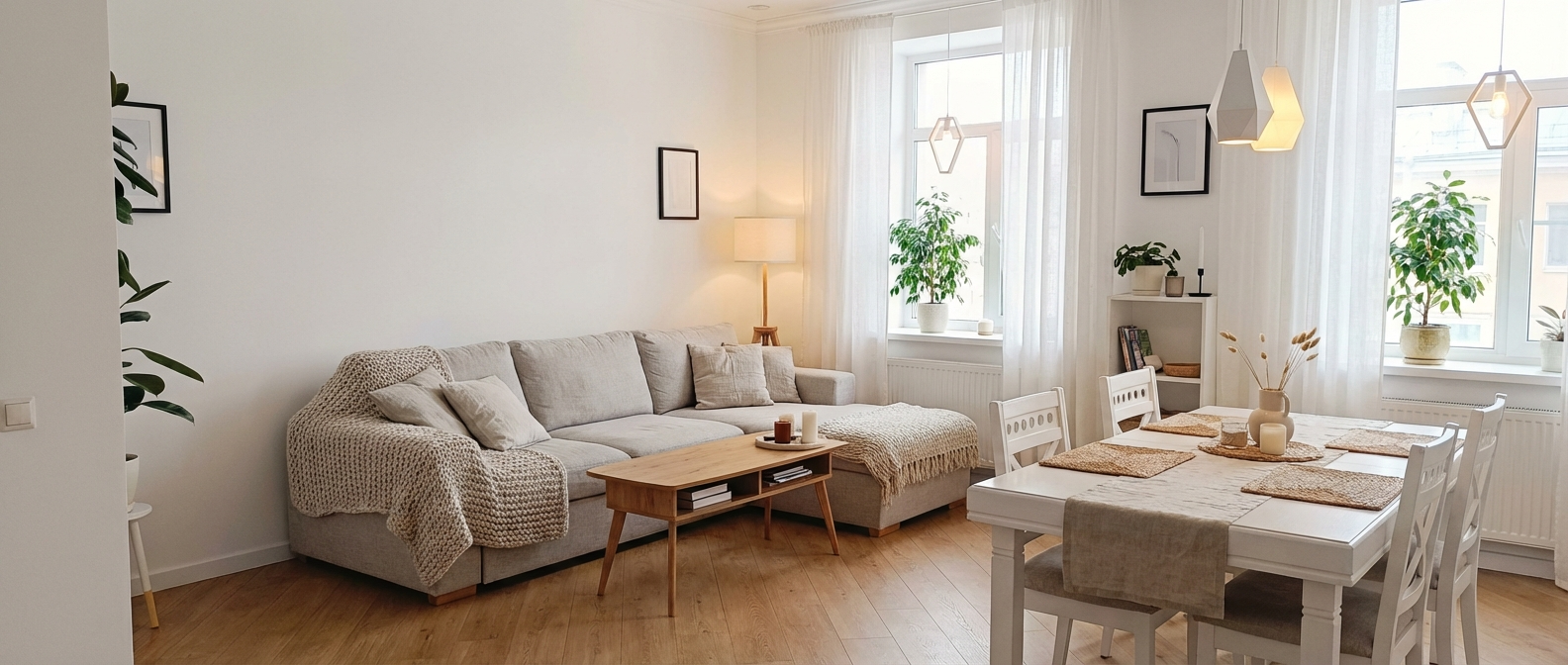 Дизайн гостиной в стиле Хюгге — фото интерьера от нейросети RoomGPT