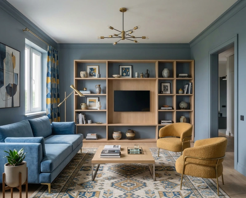 Дизайн гостиной в стиле Эклектика — фото интерьера от нейросети RoomGPT