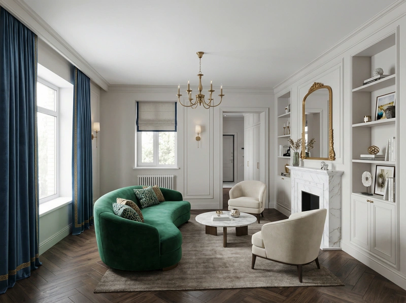 Дизайн интерьера в стиле Классика — Гостиная от нейросети RoomGPT