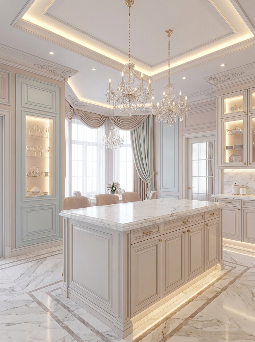 Дизайн кухни в стиле Классика — фото интерьера от нейросети RoomGPT