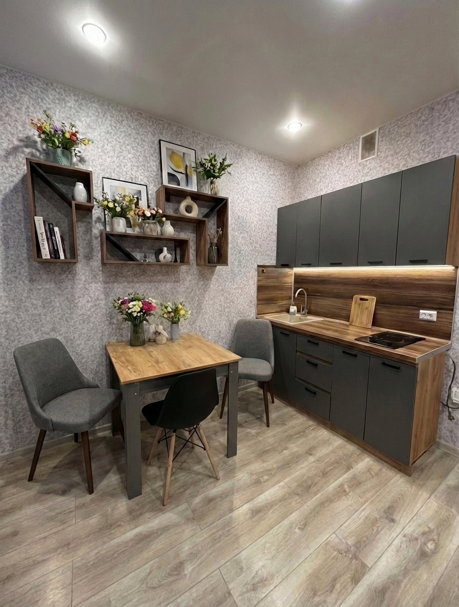 Дизайн кухни в стиле Контемпорари — фото интерьера от нейросети RoomGPT