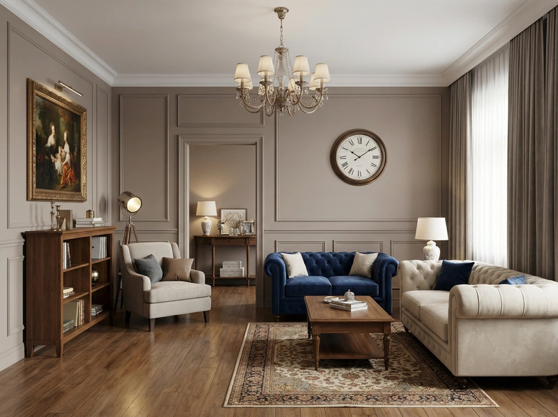 Дизайн интерьера в стиле Классика — Гостиная от нейросети RoomGPT