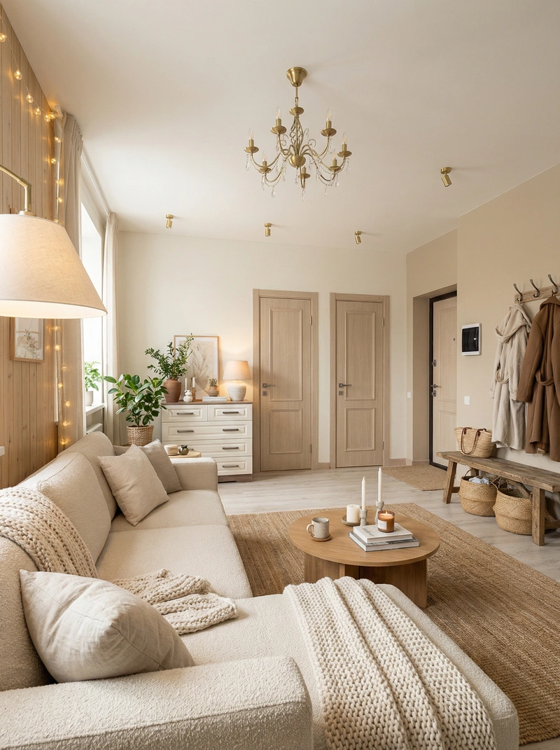 Дизайн интерьера в стиле Хюгге — Гостиная от нейросети RoomGPT